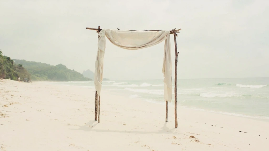 A Tulum beach ceremony site at low tide